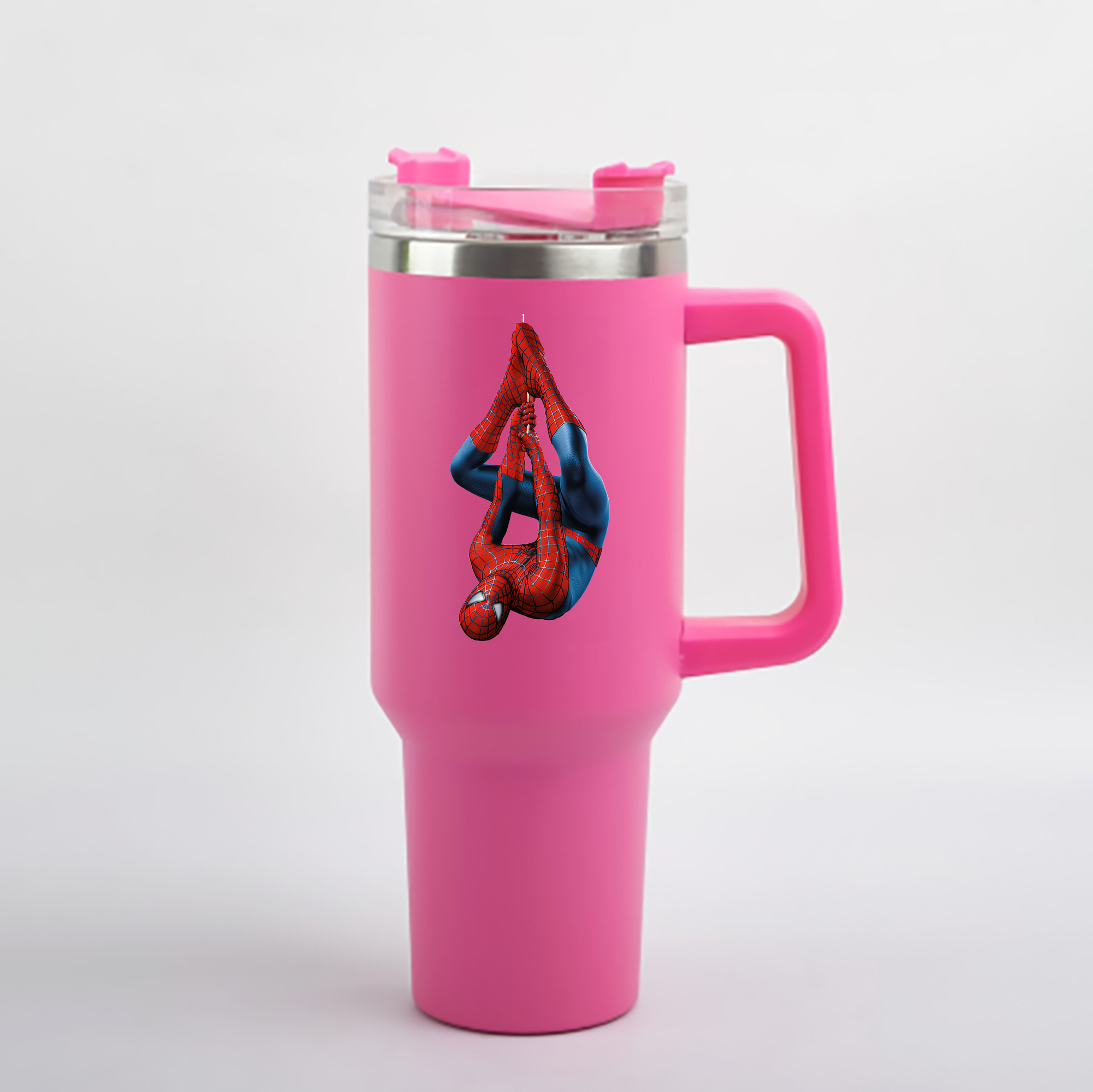 （画像用） Spider Man スパイダーマン 1200mL車用タンブラー - クリスタルステッカー（プラスチックストロー付き）